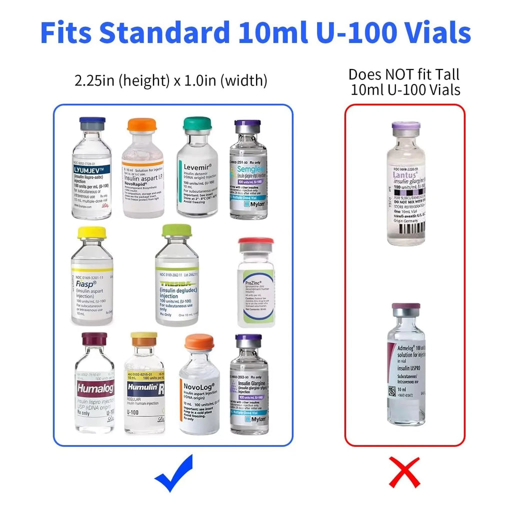 18 Slot Insulin Vial Storage Case for Standard 10ml U-100 Vials