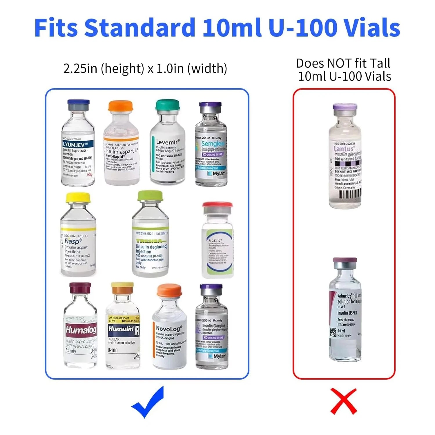 18 Slot Insulin Vial Storage Case for Standard 10ml U-100 Vials