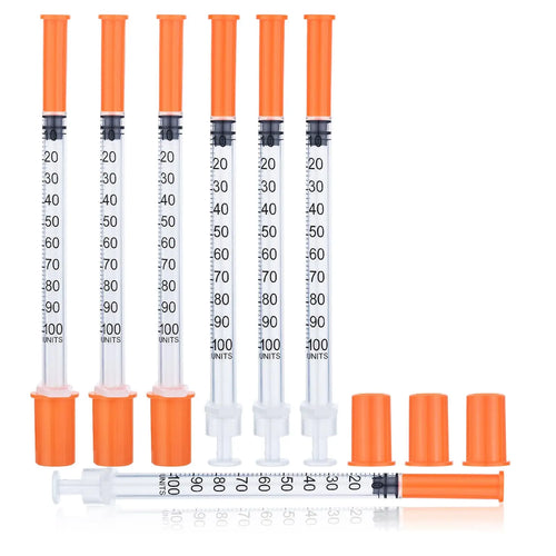 100 Pack – 1ml 31G 6mm Sterile Insulin Syringes (Individually Packed)